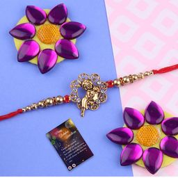 Silver Shine Stone-Studded Rakhi With Roli Chawal-image-66
