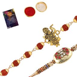 Silver Shine Set Of 2 Rakhi With Roli Chawal And Greeting Card-image-17