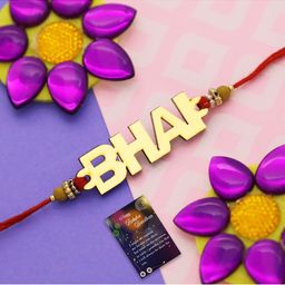 Silver Shine Set Of 2 Rakhi with Roli Chawal Greeting Card-image-74
