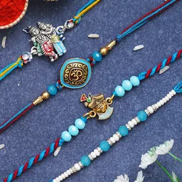 eCraftIndia Unisex Set of 4 Lord Krishna Rakhi Gift Set-image-4