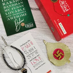 EL REGALO Kids Black Nazaria Rakhi Combo with Greeting Card & Roli Chawal Shagun-image-25