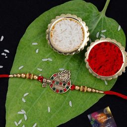 Silver Shine Men Set Of 2 Rakhi With Roli Rice & Greeting-image-90