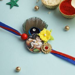 Aapno Rajasthan Divine Bal Krishna Rakhi With Rholi Chawal & Greeting Card-image-70