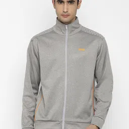 Yuuki Men Grey Melange silver chalice Lightweight Sporty Jacket with Embroidered-image-80