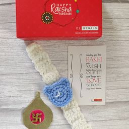 EL REGALO Kids Blue & White Knitted Rakhi-image-68