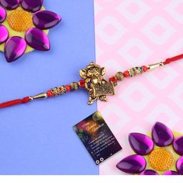 Silver Shine Red & Gold-Toned Stone-Studded Rakhi-image-25
