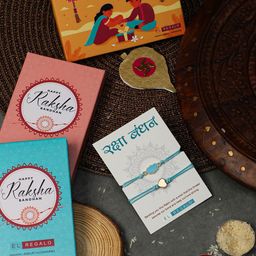 EL REGALO Kids Set of 2 Cloud & Heart Design Thread Rakhi Gift Set-83
