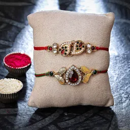 Sukkhi Rakhi Set Of 2 Gold-Plated Rakhi-image-40