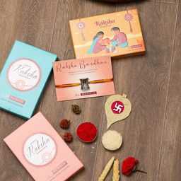 EL REGALO Men Oxidised Damru Design  Rakhi's With Roli Chawl & Card Gift Set Box-image-95