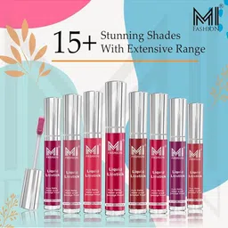 MI FASHION Set of 2 Smudge Free Matte Finish Moisturizing Liquid Lipstick - Red & Brown image 3