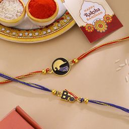 VIRAASI Boys Set Of 2 Beaded Thread Rakhis-15