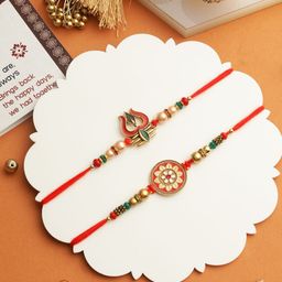 TIED RIBBONS Set of 2 Trishul Rakhi with Greeting Card & Roli Chawal-image-49