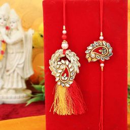 TIED RIBBONS Set of 2 Premium Bhaiya Bhabhi Lumba Rakhi Combo with Card & Roli Chawal-image-56