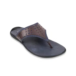 Mochi Men Brown & Navy Blue Textured Comfort Sandals-image-72