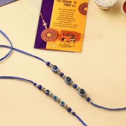 CraftVatika Set of 2 Beaded Thread Rakhis with Greeting Card-4