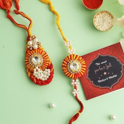 TIED RIBBONS Set of 2 Bhaiya Bhabhi Rakhi with Card and Roli Chawal Gift-image-64