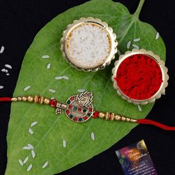 Silver Shine Unisex Set of 3 Rakhi For Bhabhi Bhaiya With Pooja Thali Set-image-81