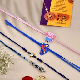 CraftVatika Set Of 4 Beaded Rakhis With Greeting Card-25