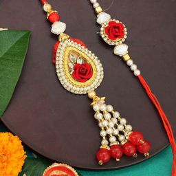 TIED RIBBONS Set Of 2 Gold-Toned & Red Designed Rakhi-image-45