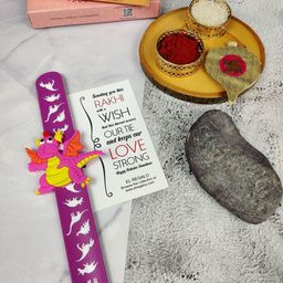 EL REGALO Kids Dinosaur Design Slap Band Rakhi With Roli Chawal & Greeting Card-picture-40
