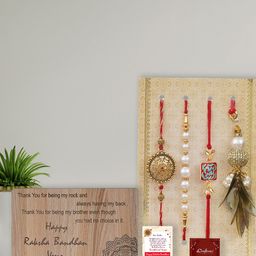 eCraftIndia Unisex Set of 4 Designer Rakhi Gift Set-image-43