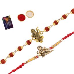 Silver Shine Set Of 2 Rakhi With Roli Chawal & Greeting Card-image-101