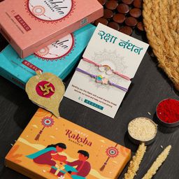 EL REGALO Boys Set Of 2 Rainbow & Star Design Thread Rakhi Gift Set-image-33
