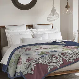 MYTRIDENT Classic Cozy Mauve & White Floral Microfiber 600 GSM Double Bed Blanket-image-14