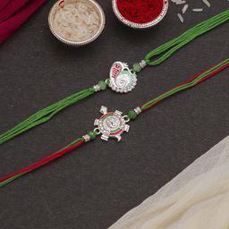 CraftVatika Set Of 2 Beaded Rakhis With Greeting Card-image-101