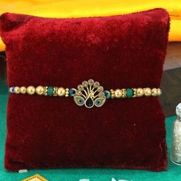 TIED RIBBONS Peacock Rakhi With Roli Chawal & Greeting Card-45