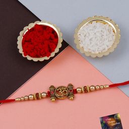 Silver Shine Pack of 4 Rakhi For Bhabhi Bhaiya With Roli Chawal & Greeting Card-image-85