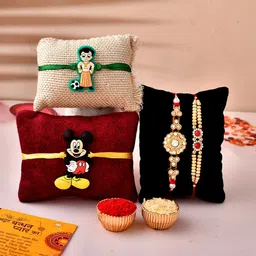 CraftVatika Set Of 4 Beaded Rakhis With Greeting Card-image-74