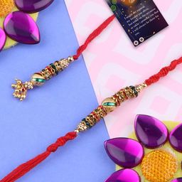 Silver Shine Set Of 3 Rakhi For Bhabhi Bhaiya-image-87