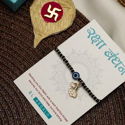 EL REGALO Kids Evil Eye & Rainbow Beaded Rakhi With Roli Chawal & Greeting Card-58