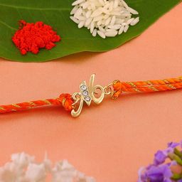Estele Gold-Plated Artificial Crystal-Studded Centrepiece Thread Rakhi-image-77