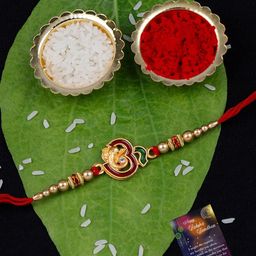 Silver Shine Set Of 2 Charm Rakhi With Roli Rice & Greeting Card-image-43