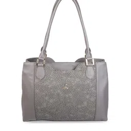 Mochi Grey Floral PU Structured Shoulder Bag-30