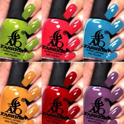 AQ FASHION Set Of 6 Power Lasting Glossy Quick Dry Nail Polish - 9 ml Each-image-70