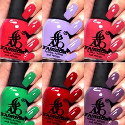 AQ FASHION Set Of 6 Power Lasting Glossy Quick Dry Nail Polish - 9 ml Each-image-94