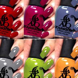 AQ FASHION Power Lasting Set Of 6 Quick Dry Glossy Nail Polish - 9 ml Each-image-95