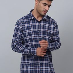Cantabil Comfort Tartan Checked Spread Collar Long Sleeve Pocket Cotton Casual Shirt-image-56