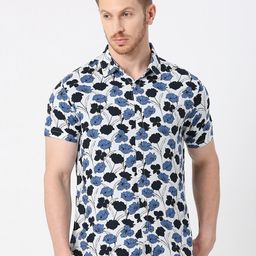 VALEN CLUB Floral Printed Cotton Twill Modern Slim Fit Opaque Casual Shirt-image-24