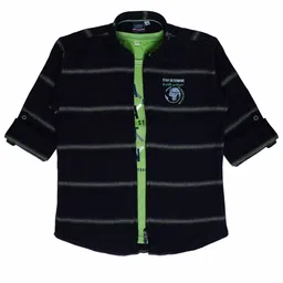 CAVIO Boys Comfort Fit Horizontal Striped Roll-Up Sleeves Pure Cotton Shirt With T-Shirt-image-41