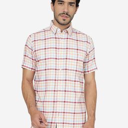 JADE BLUE Slim Fit Tartan Checks Pure Cotton Casual Shirt-image-83