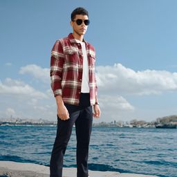 The Indian Garage Co Men Maroon & White Comfort Tartan Checked Cotton Shirt-image-83