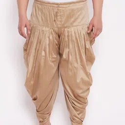 VASTRAMAY Men Plus Size Rose Gold-Colored Solid Cotton Silk Cowl Dhoti-picture-20