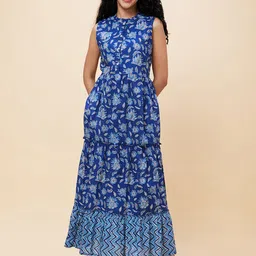 Globus Women Floral Printed Gathered Fit & Flare Tiered Maxi Dress-picture-18