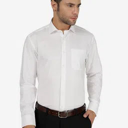 JADE BLUE Spread Collar Pure Cotton Formal Shirt-image-14
