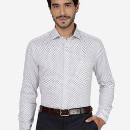 METAL Slim Fit Micro Ditsy Printed Spread Collar Cotton Formal Shirt-image-82