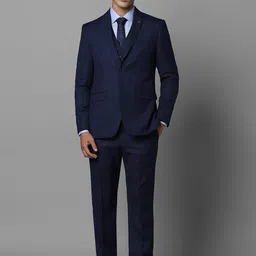 Louis Philippe 3-Pcs Checked Single Breasted Slim Fit Formal Suit-picture-47